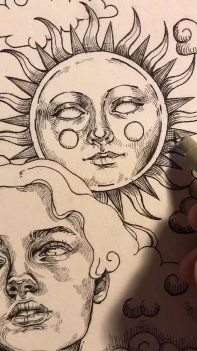 Fashion sun and moon drawing 🌞🌑