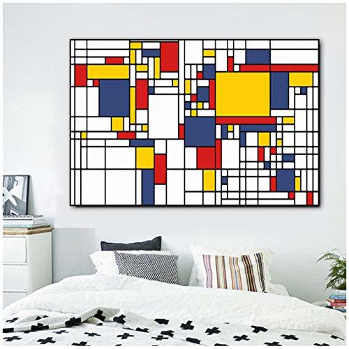 Producto kldfig Cuadrícula de Pintura Abstracta Cuadros Mondrian Impresiones Modernas de la Lona