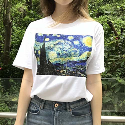 Social LIULINUIJ   Camiseta De Verano Mujeres Divertido Van Gogh Arte Pintura Al Óleo Noche Estrellada