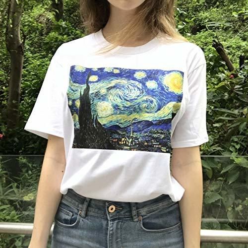 LIULINUIJ   Camiseta De Verano Mujeres Divertido Van Gogh Arte Pintura Al Óleo Noche Estrellada