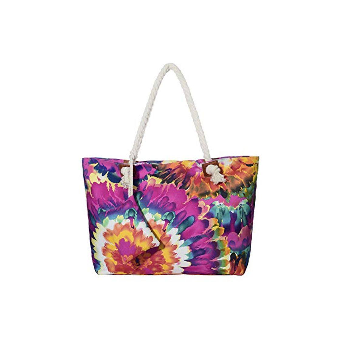 Product Bolso de Playa Grande Impermeable con Cremallera Bolso de Hombro Acuarela Vintage Flower Motif