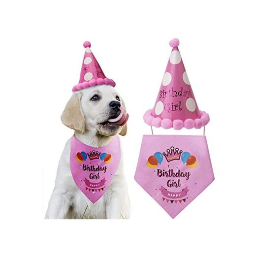 LUTER Dog Birthday Bandana Triángulo Bufandas Lindo Perrito Fiesta de cumpleaños Sombrero