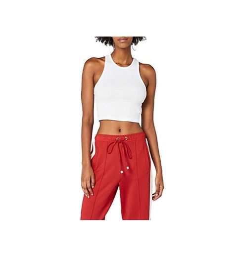 Urban Classics Ladies Cropped Rib Top Camiseta sin Mangas, Blanco