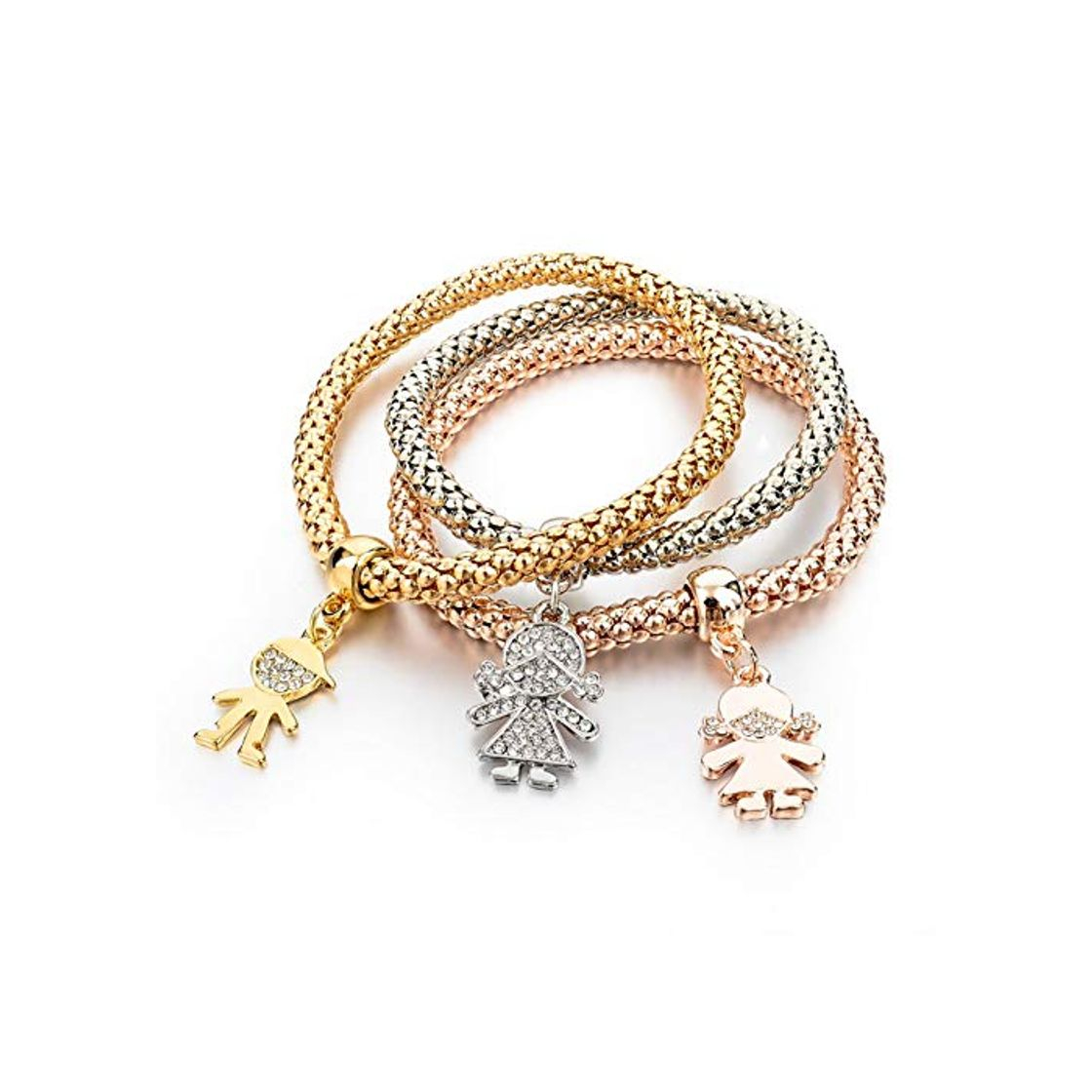 Social HFLGKLO 3 piezas Figura Ouro Encantadora Pulseiras de Prata Para Mulher Meninas