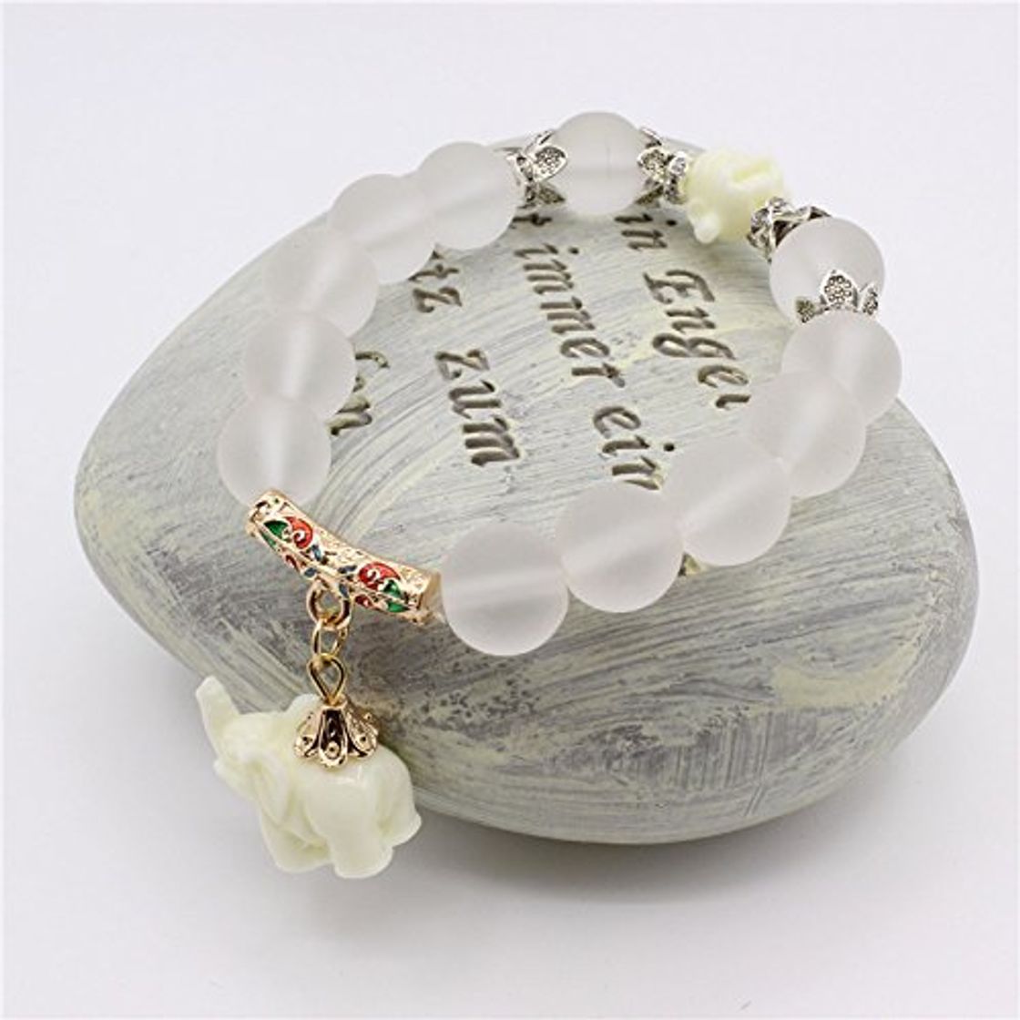 Social WDAIJY Pulsera Mujer，Pulseras De Perlas De Cristal Opal Natural Moda Mujer Pulsera Acero Inoxidable Braceletes Vintage para Mujer