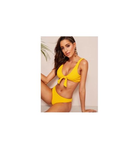 Bikini completo con nudo amarillo