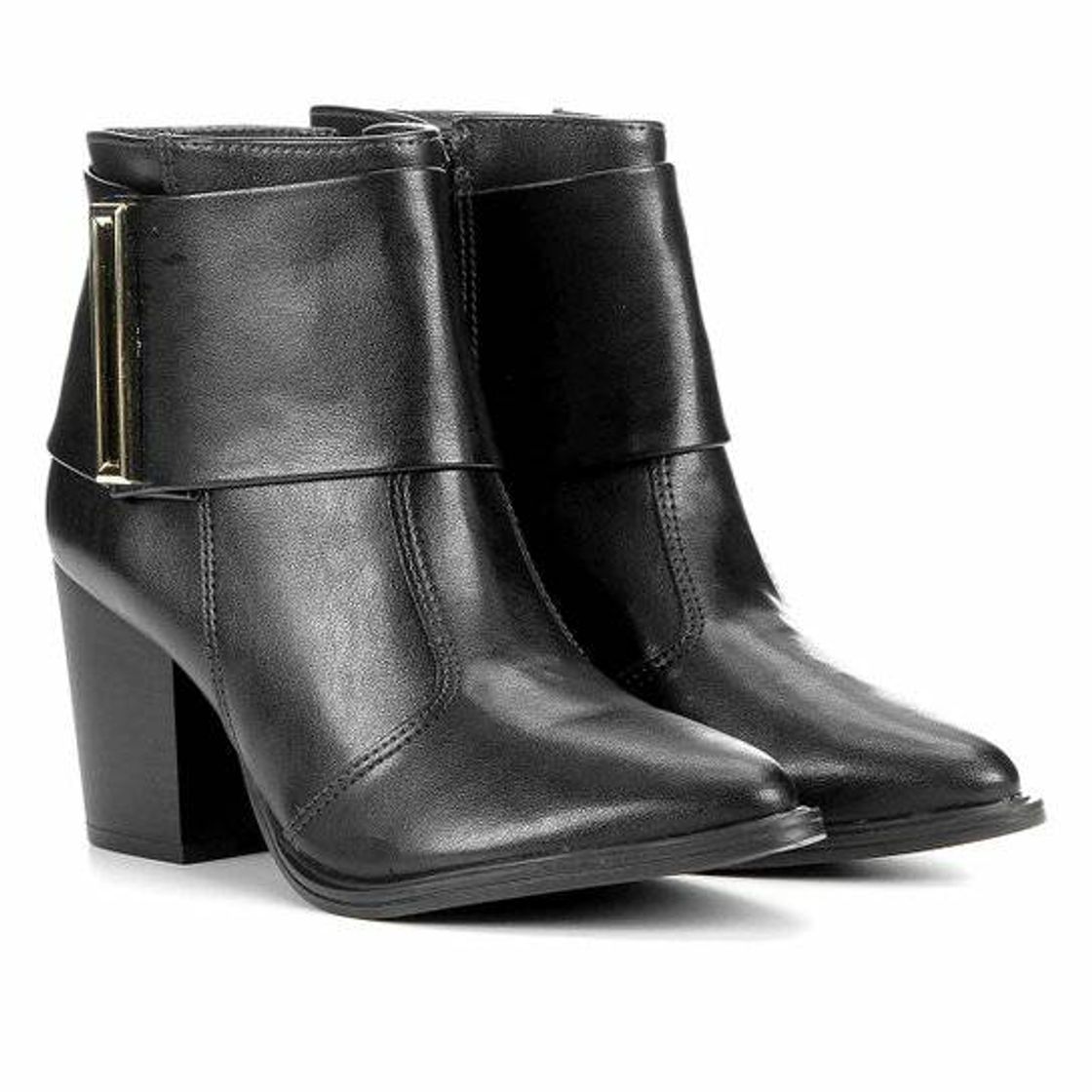 Fashion Bota Cano Curto Via Uno Faixa Metal Bico Fino Feminina 