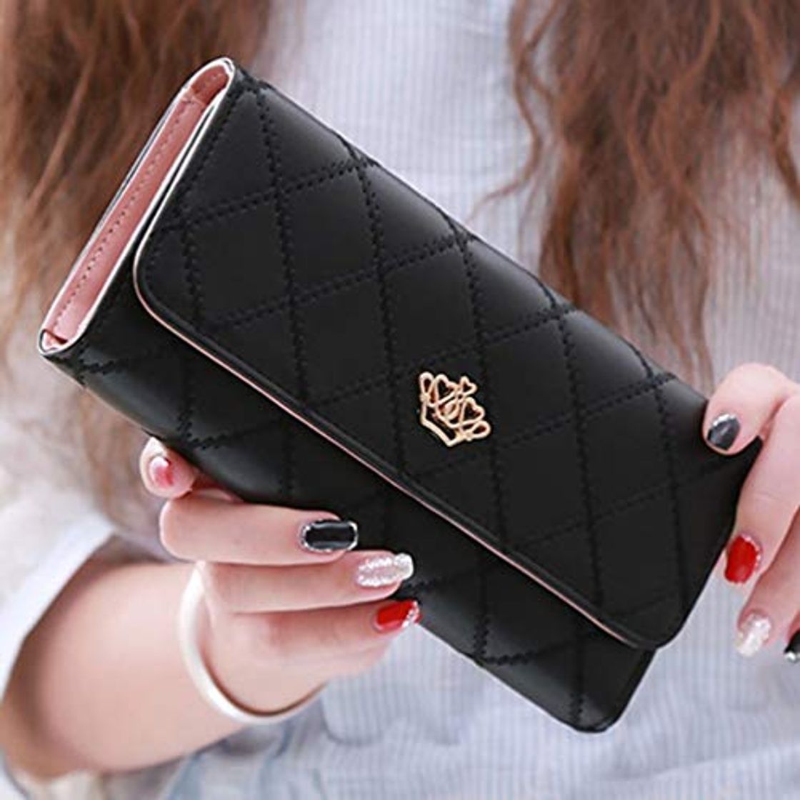 Productos Deniseonuk Comfortable Crown Women Long Wallets PU Leather Hand Bag Fashion Girl Moneybag Portable Ladies Purse Female Handbag