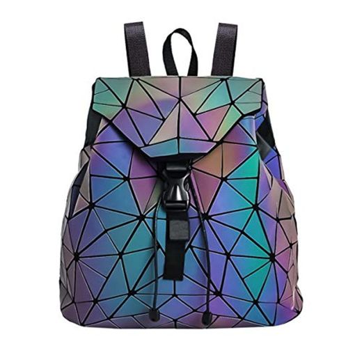 Women Geometric Backpack Lingge Laser School Backpack