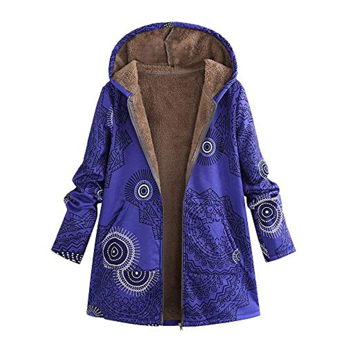 Social Abrigo De Invierno Mujer Libre Abrigos para Mujer Rebajas Talla Grande Abrigo con Capucha De Manga Larga Vintage Cremallera Señoras Abrigos con Bolsillos Gruesos De Lana riou