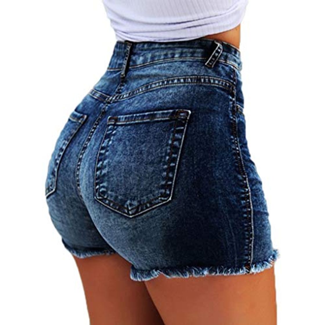 Producto ShallGood Vaquero Mujeres De Cintura Alta con Flecos Casual Hot Jeans Denim