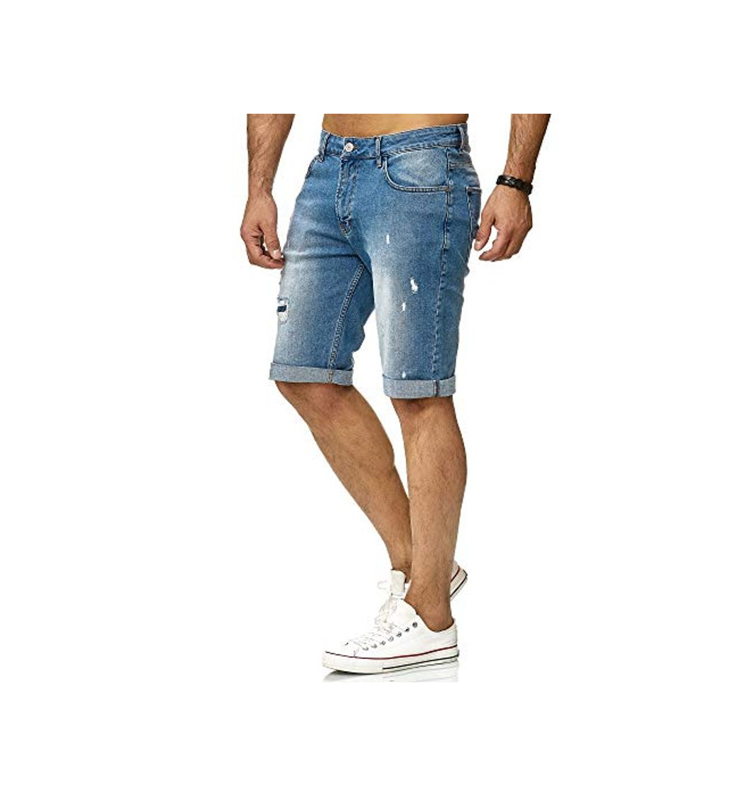 Product Red Bridge Denim Jeans Cortos Básico de Hombre Rasgados Pantalones Cortos Verano Azul