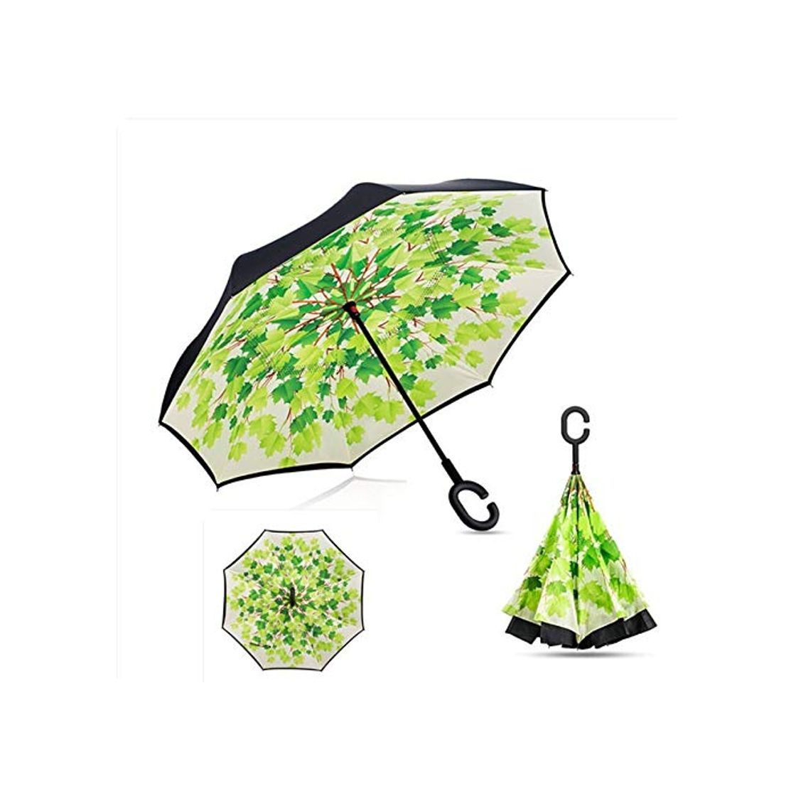 Social Jinqiuyuan Capa Doble Paraguas invertido Sun Parasol Lluvia de Las Mujeres inversa