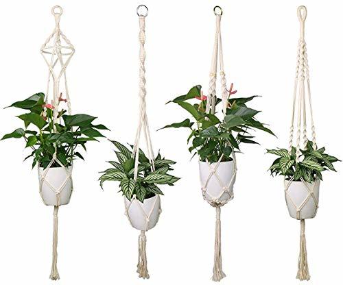 Producto Luxbon 4Pcs Macramé Planta Percha Maceta Colgantes Titular de la Planta Suspensión