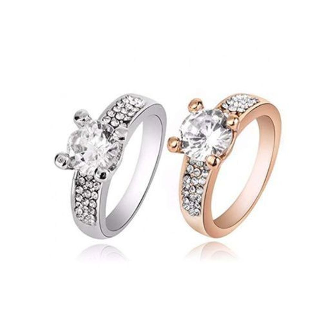 Social WZYMNJZ Boda Nupcial Anillos De Compromiso para Las Mujeres De Plata De