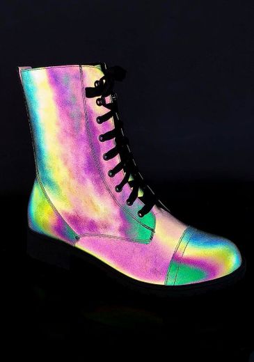 Rainbow Reflective Combat Boots