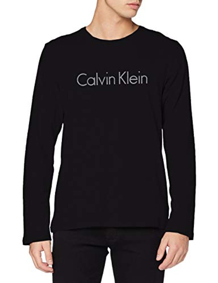 Social Calvin Klein L/s Crew Neck Camiseta, Negro