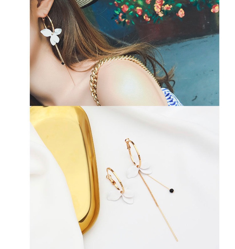 Asymmetric Flower Hoop Earrings