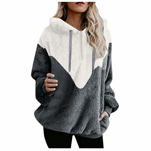 Social Mujer Sudadera Caliente y Esponjoso Tops Chaqueta Suéter Abrigo Jersey Mujer Otoño-Invierno