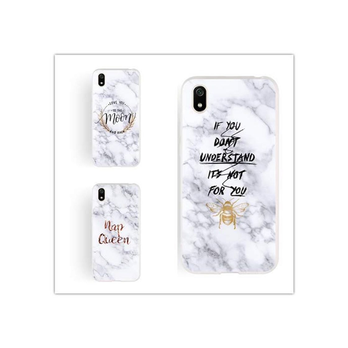 Product CUAgain 3 X Funda para Huawei Y5 2019 Silicona Dibujos Motivo Mármol