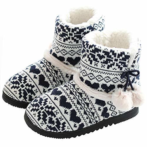 Social tqgold® Zapatillas de Estar por Casa Mujer Bota Pantuflas Cerradas Invierno Interior