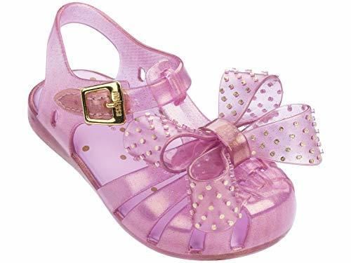 Melissa Mini Aranha Disco Bow Melflex Sandal Pink Glitter-Pink-8 Size 8