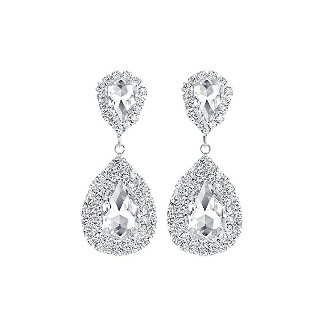 Products Mecresh color plata grandes pendientes nupciales de boda nupcial de cristal para mujeres grandes colgantes de lágrima compromiso joyería regalo plata