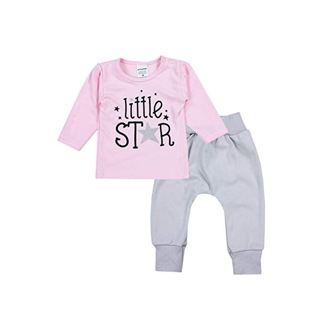 Social TupTam Conjunto de Ropa Bebés Niñas Top y Pantalones, Little Star/Rosa/Gris, 4-6