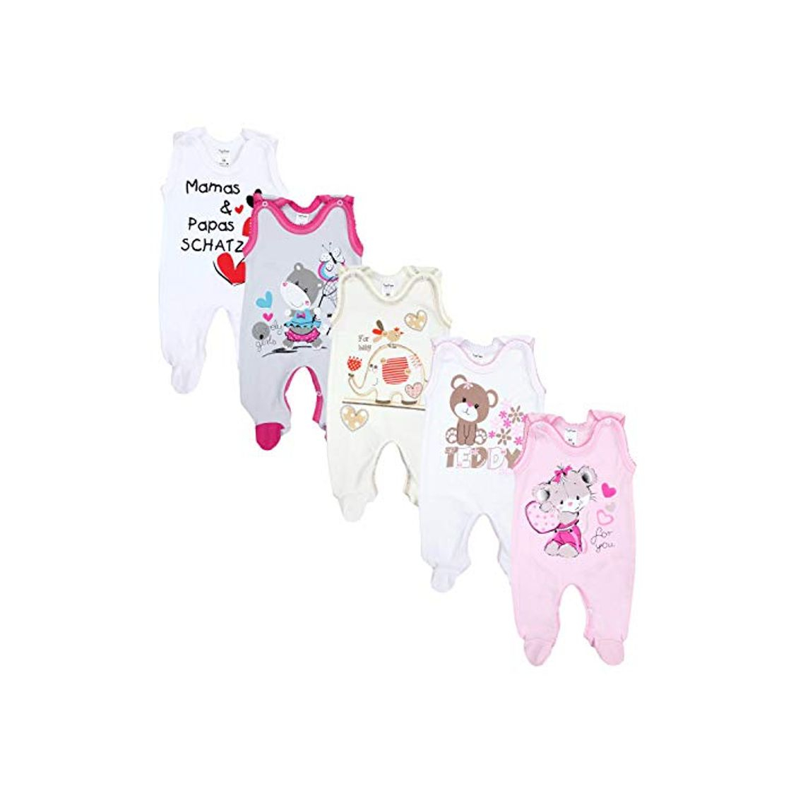 Products TupTam Peleles Estampados para Bebés, Paquete de 5 uds, Niña 2, 9-12