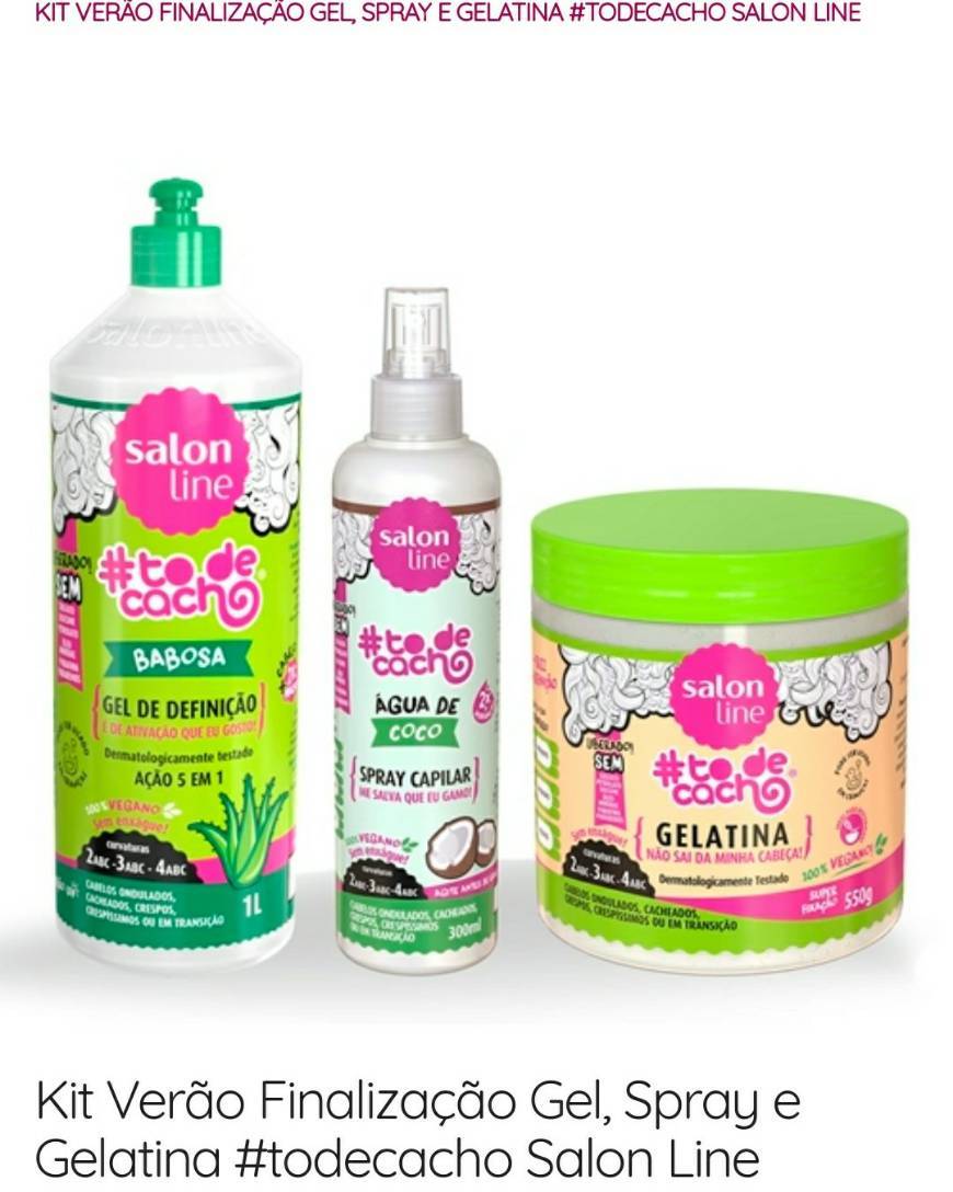 Moda Kit Verão Finalização Gel, Spray e Gelatina #todecacho Salon Line -