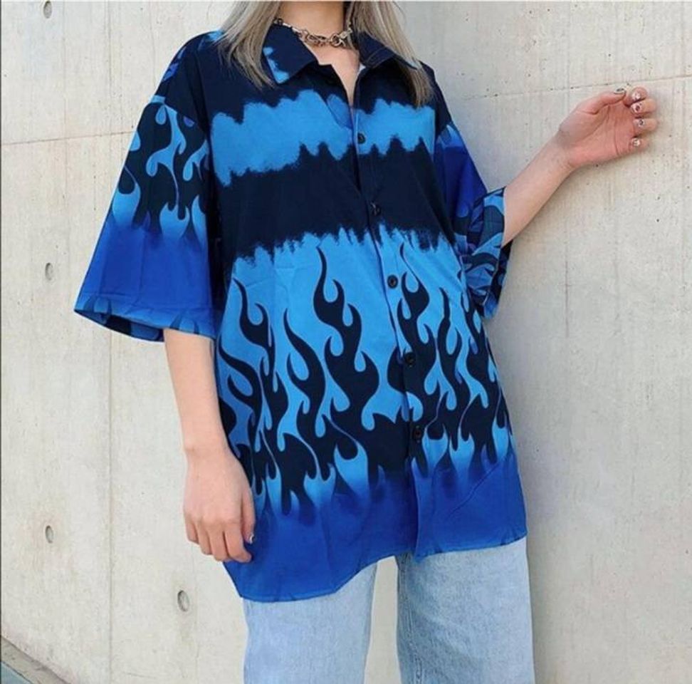 AXCID FLAME BUTTON UP TEE
