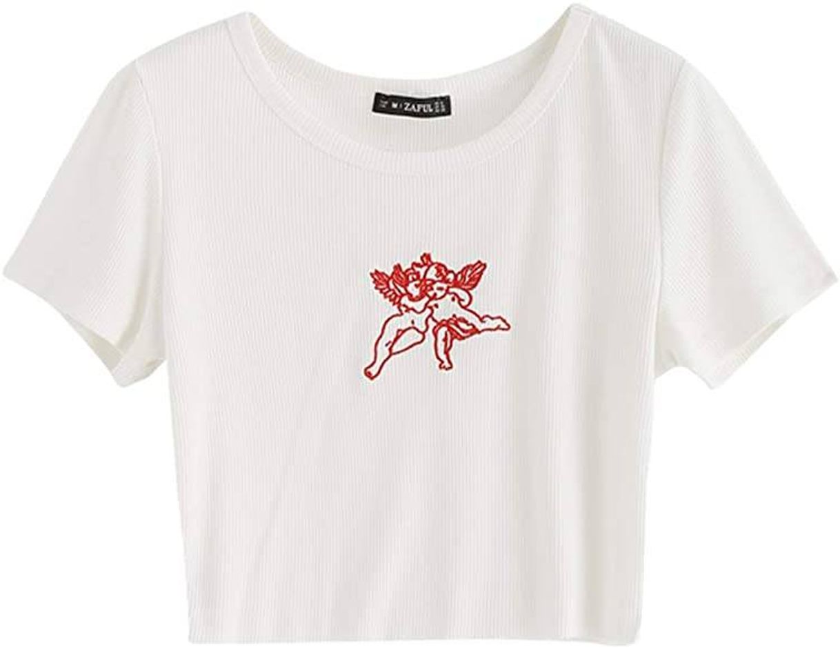 Women's Basic Crop Tops Short Sleeve Scoop Neck T Shirt