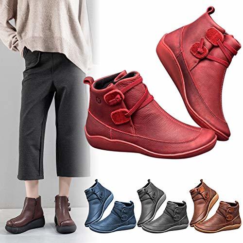 Social Acreny Botas de Nieve de Invierno para Mujer Botines de Cuero de