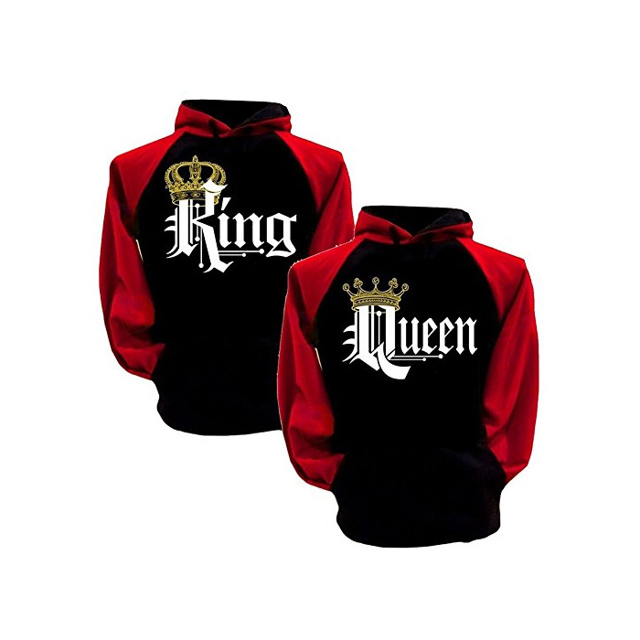 Products Tomwell Hombre Y Mujer Moda King Queen Impresión Sudaderas con Capucha Manga