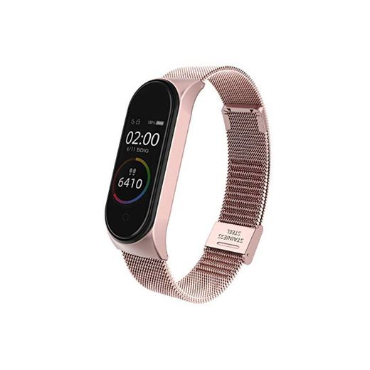 BDIG Correa Compatible Xiaomi Mi Band 4 Correas Metal,Pulsera de Acero Inoxidable