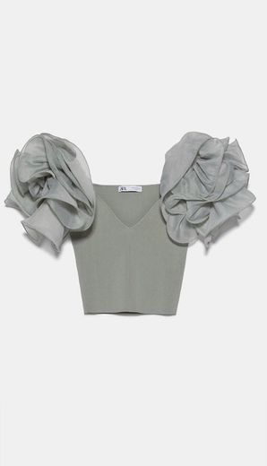 Social CROP TOP WITH ORGANZA