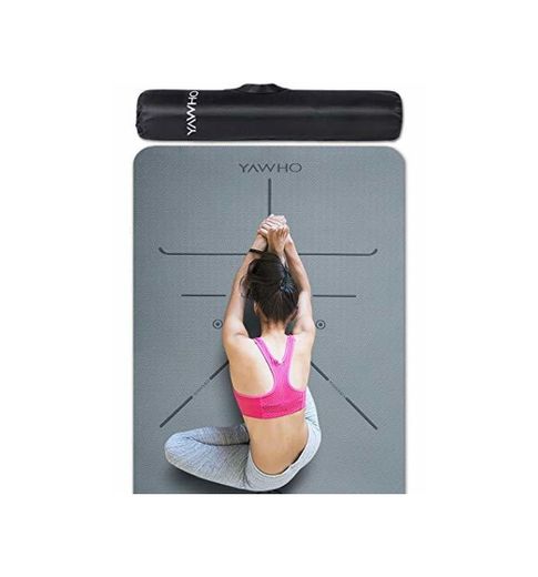 YAWHO Colchoneta de Yoga Esterilla Yoga Material medioambiental TPE,Modelo:183cmx66cm Espesor:6milímetros,Tapete de Deporte