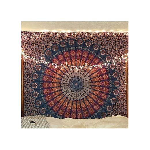 Multi-colored Mandala Tapestry Indian Wall Hanging, Bedsheet, Coverlet Picnic Beach Sheet, Superior