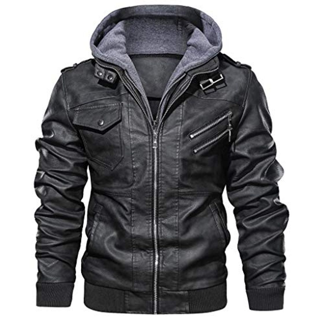 Social Hombre Chaquetas Moto Talla Grande Sudaderas con Capucha Deportes Casual Manga Larga Abrigo Cuero Cremallera Vintage Otoño Invierno Blusa Top chándales riou