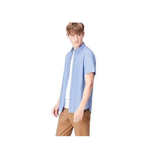 Marca Amazon - find. Camisa Hombre, Azul