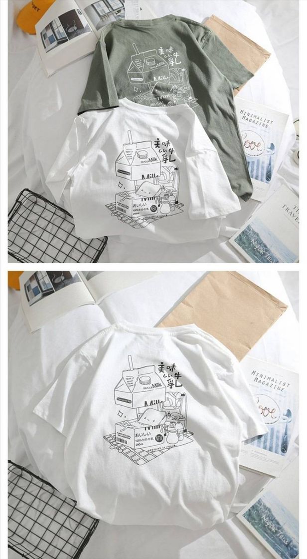 Camiseta de mangas cortas con estanpado japones