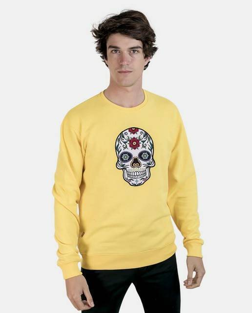 Social Camiseta amarilla para hombre de calaveras