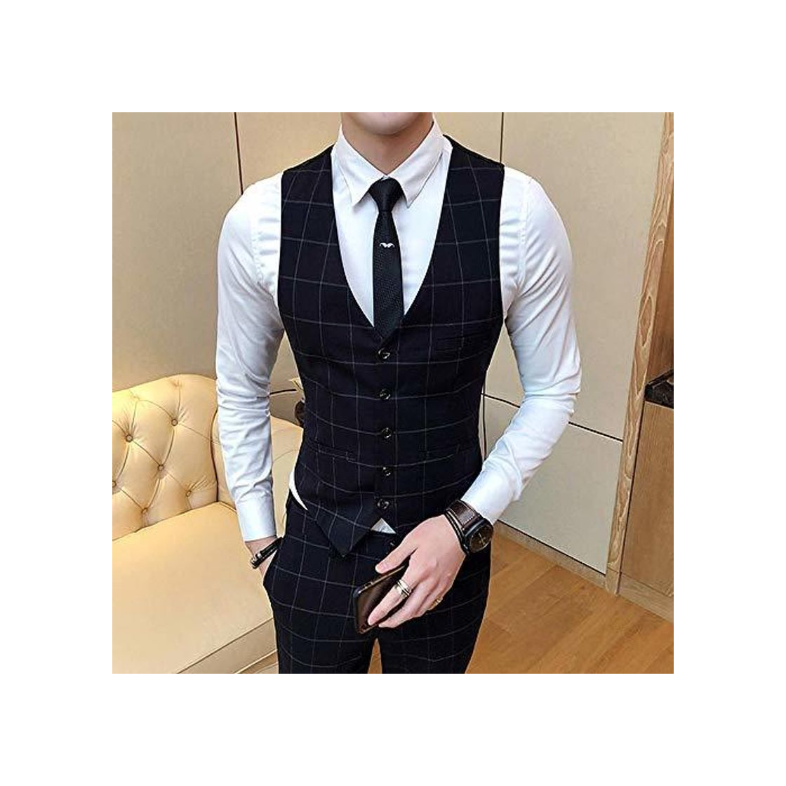 Social MarXixi Chaleco de Traje Chaleco de Hombre con Cuello en V Delgado