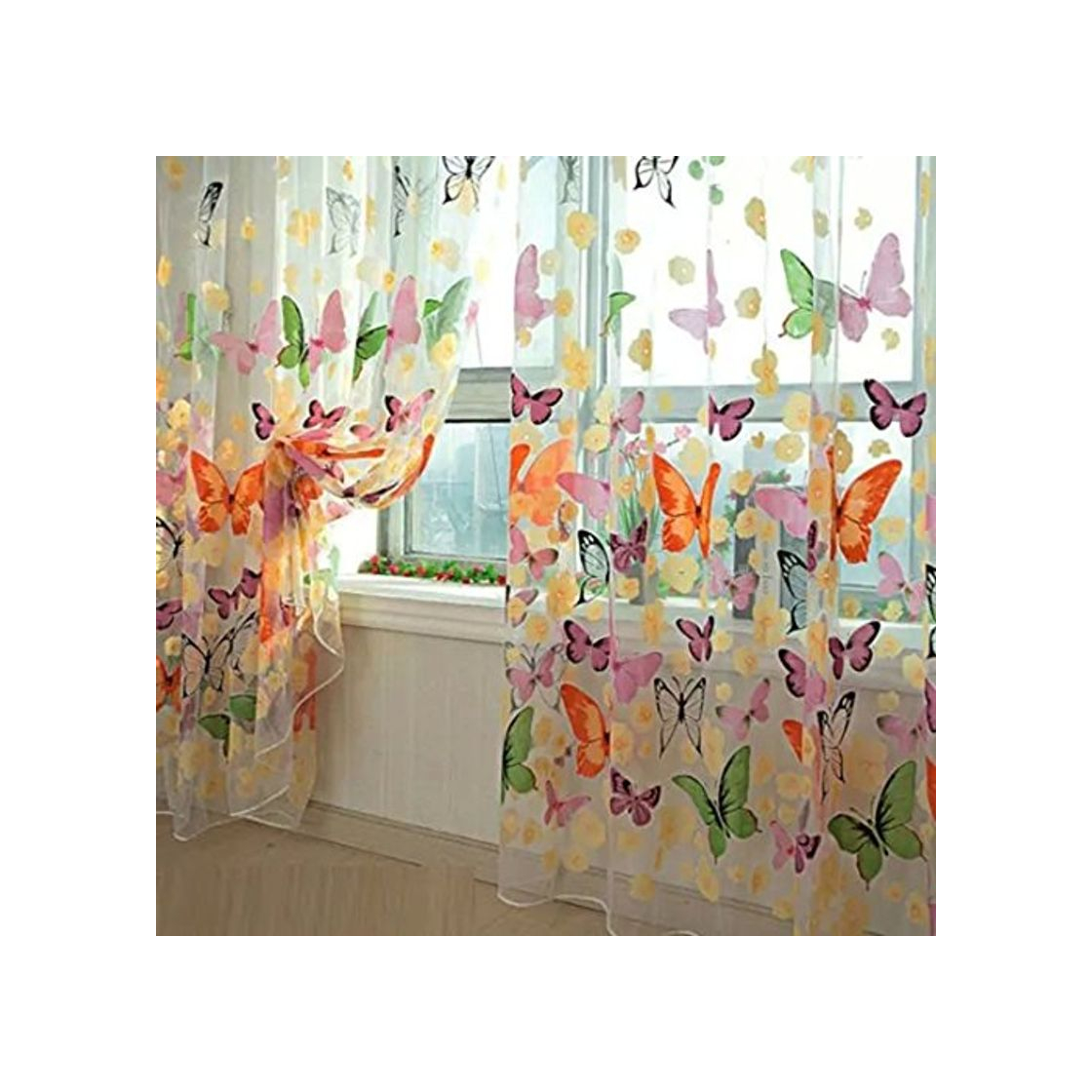 Social Mariposa floral cortinas Visillos gasa de Tulle de la cortina de ventana