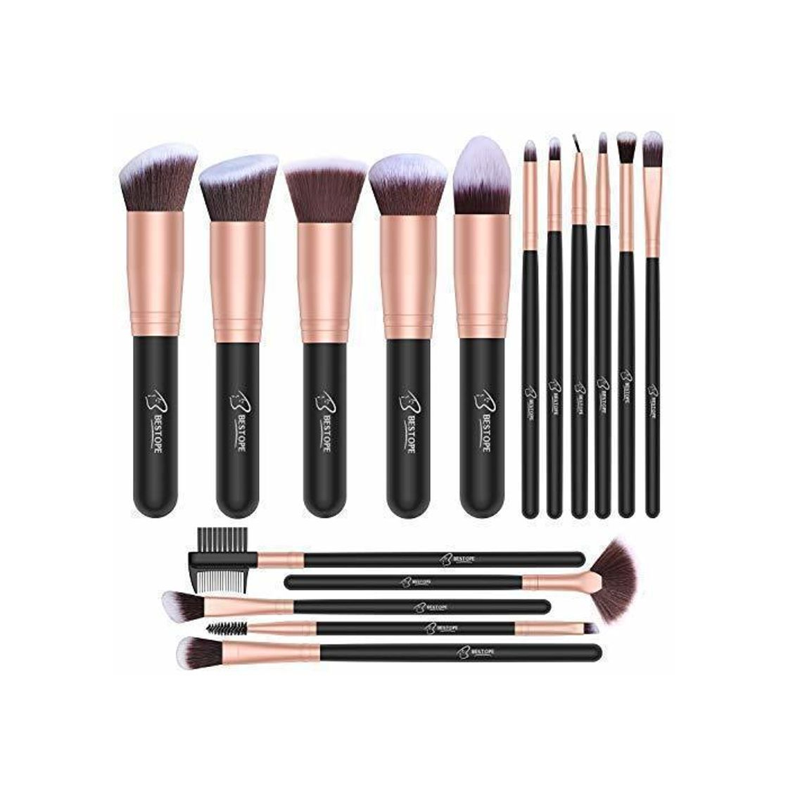 Social Set de brochas de maquillaje profesional BESTOPE 16 piezas Pinceles de maquillaje