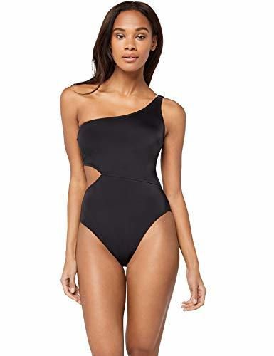 Marca Amazon - IRIS & LILLY Bañador con Aberturas Mujer, Negro