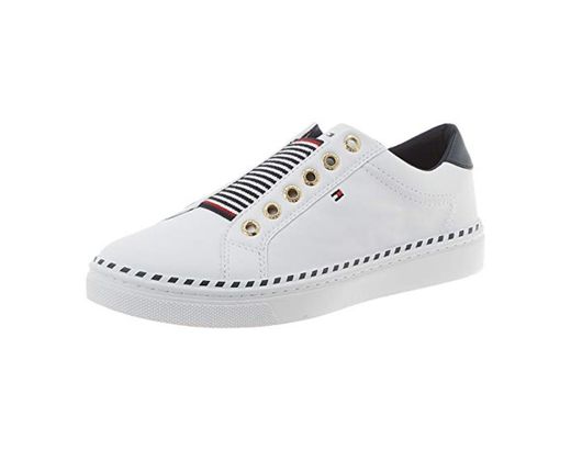 Tommy Hilfiger Tommy Elastic City Sneaker, Zapatillas para Mujer, Blanco