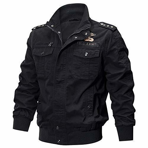 Social Chaqueta de Manga Larga de los Hombre Lavado Chaqueta Militar Gran tamaño
