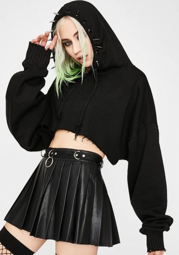 Current Mood Pleated Vegan Leather Mini Skirt