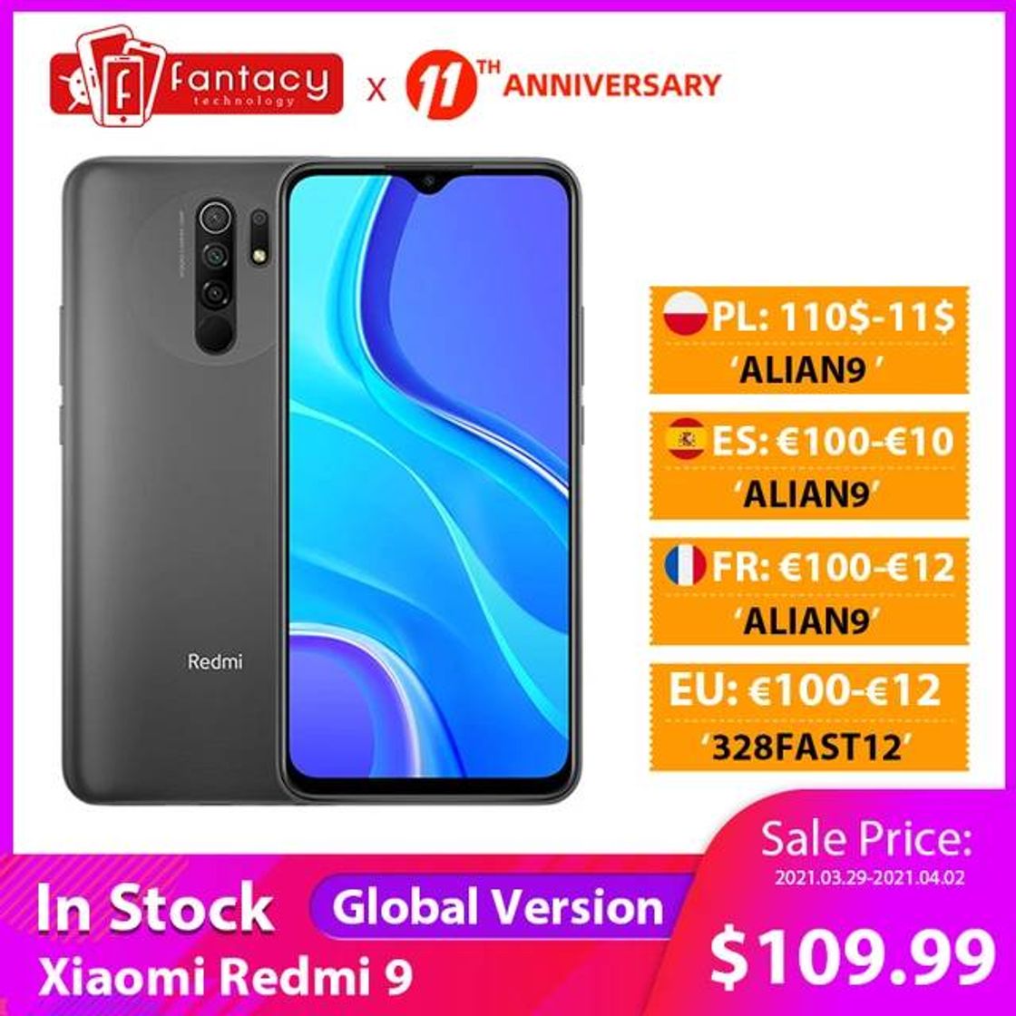 Fashion Smartphome In Stock Xiaomi Redmi 9